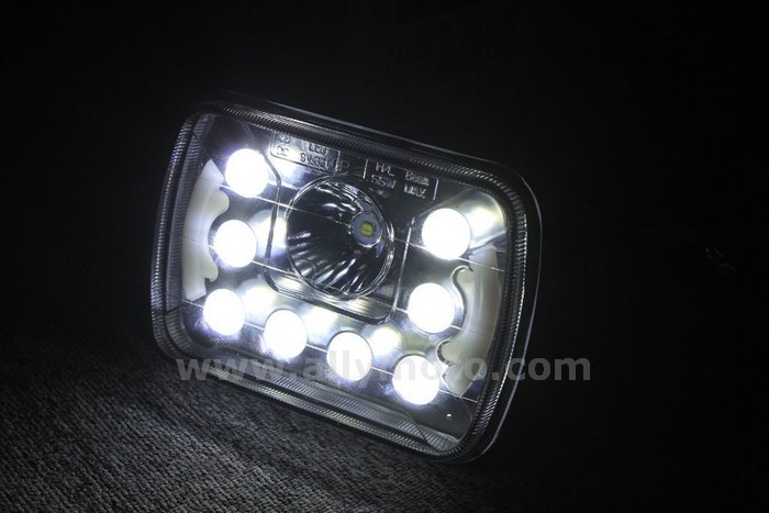 154 6 Inch X 7 Inch Headllamps 7Inch 55W Hi-Lo Beam Led Headlights Insert With Halo Ring Angel Eyes Truck@4